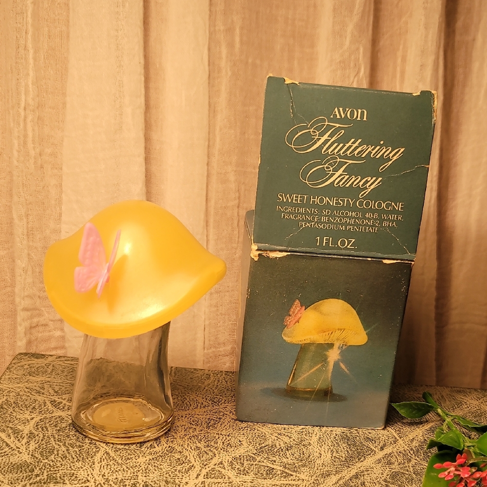 Avon Fluttering Fancy Cologne with Yellow Butterfly Cap